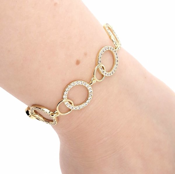 4308 Bransoletka złota elegancka 19cm cyrkonie pozłacana 14k Viki Lady