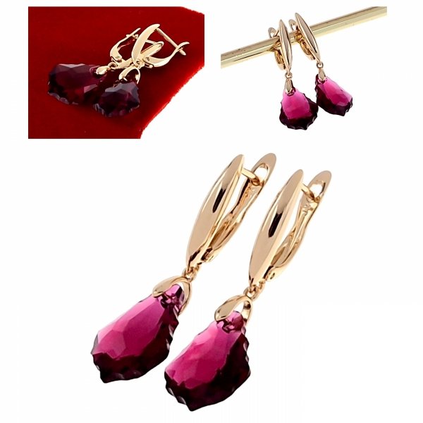 181b Kolczyki złote Austrian Crystal cyrkonia pozłacane 18k Xuping wiszące