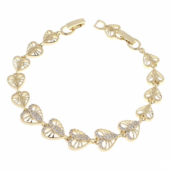 1391 Bransoletka złota elegancka cyrkonie 19cm pozłacana 14k Aisadi