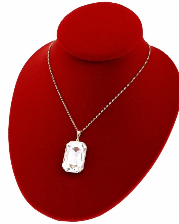 3232 Złoty naszyjnik 40+5cm stal chirurgiczna nierdzewna 316L kryształek Swaro Austrian Crystal