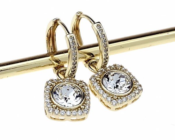 1736f  Kolczyki złote pozłacane cyrkonie wiszące 14K Xuping Austrian Crystal