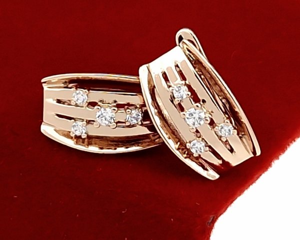 2638 Złote kolczyki cyrkonie pozłacane rose gold Xuping wiszące 