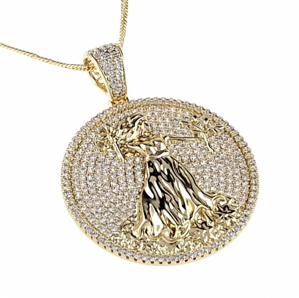 1229 Złota zawieszka cyrkonie błyszcząca pozłacana 14k Xuping 