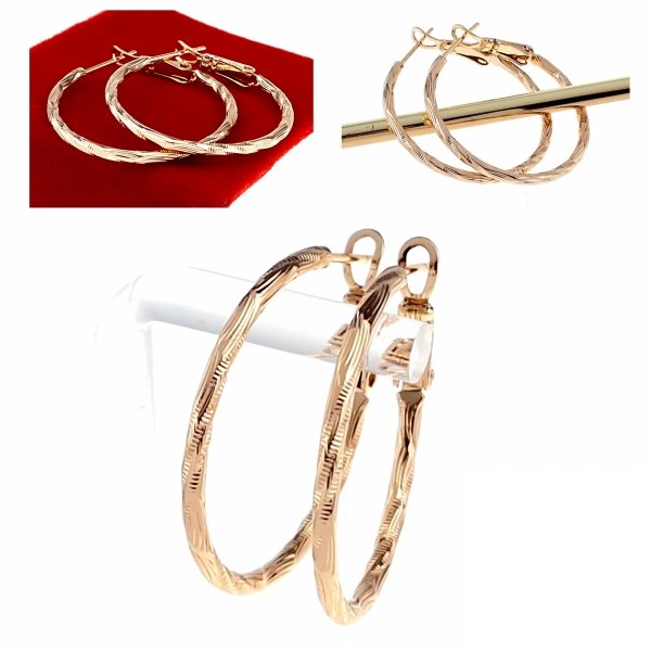 296b Kolczyki złote pozłacane 18k Xuping wiszące koła 2,9cm