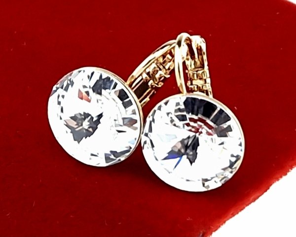 0212 Kolczyki złote Austrian Crystal cyrkonia pozłacane 18k Xuping wiszące