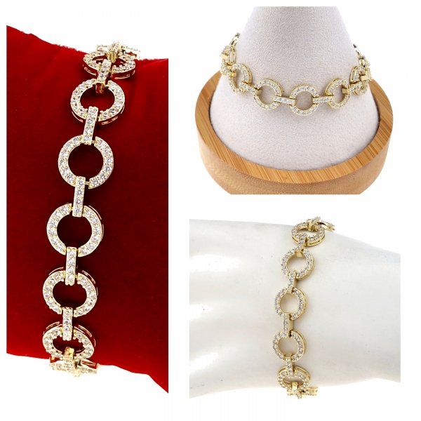 1500d Bransoletka elegancka złota 16+2cm pozłacana 14k cyrkonie