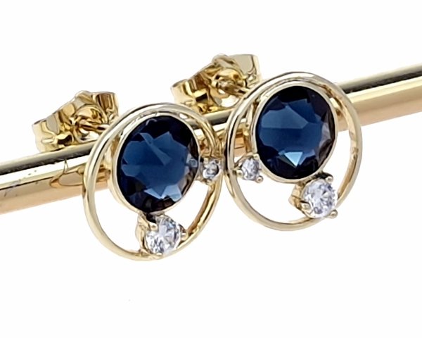 1157e Kolczyki złote pozłacane cyrkonie wtyczki 14K Xuping Austrian Crystal