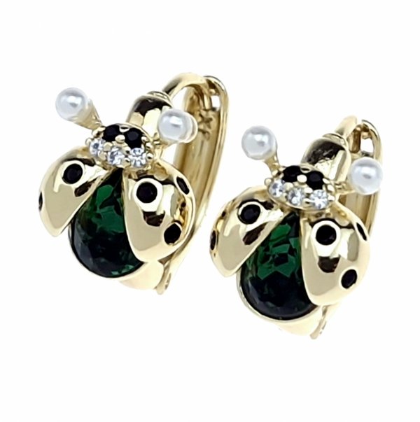 3552 Kolczyki złote pozłacane 14k wiszące Austrian Crystal