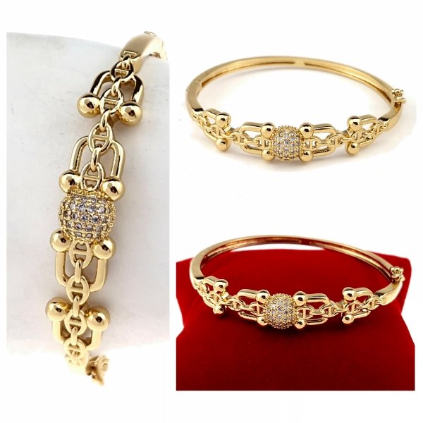 3114 Bransoletka złota elegancka 6cm pozłacana 14k bangla Xuping