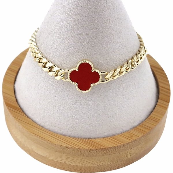 4919 Bransoletka elegancka złota 17+3cm pozłacana 14k koniczyna marokańska