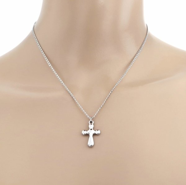 3206 Srebrny naszyjnik 41+5cm stal chirurgiczna 316L nierdzewna krzyż