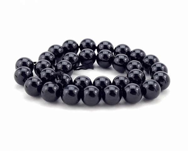 1734 Turmalin czarny kamień naturalny kula 6mm sznur 19cm