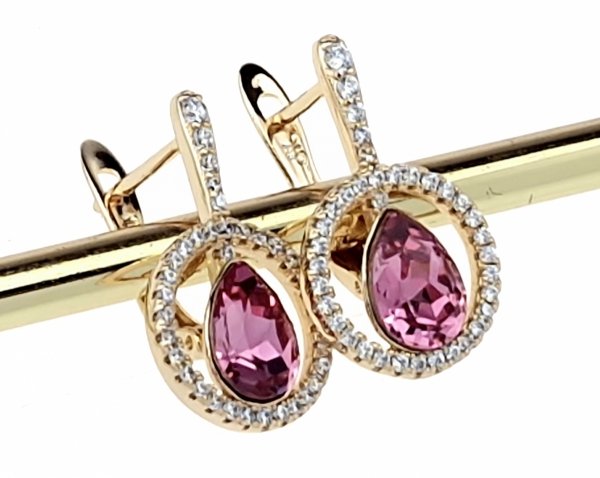 4856 Kolczyki złote Austrian Crystal cyrkonia pozłacane 18k Xuping wiszące 