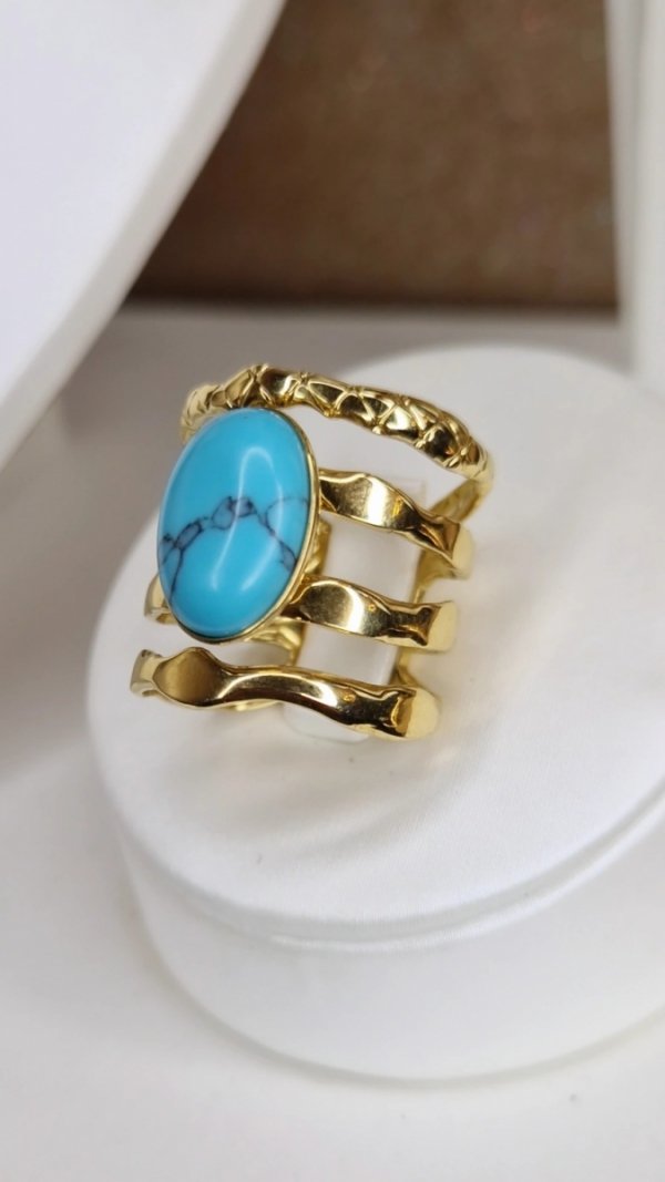 1586d Pierścionek złoty stal chirurgiczna 316L regulowany 