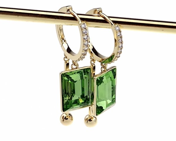 3721h Kolczyki złote Austrian Crystal pozłacane cyrkonie wiszące 14K Xuping Swaro