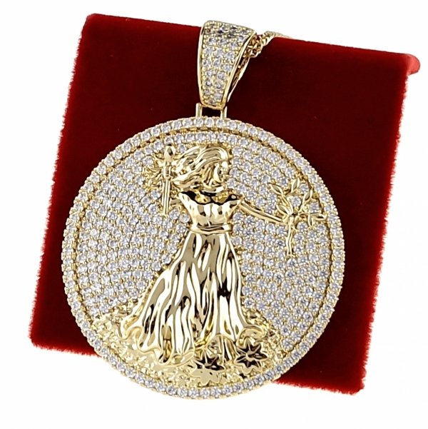 1229 Złota zawieszka cyrkonie błyszcząca pozłacana 14k Xuping 