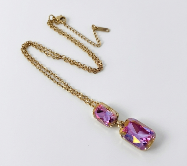 1230 Złoty łańcuszek naszyjnik 40+5cm pozłacany 14k kryształek