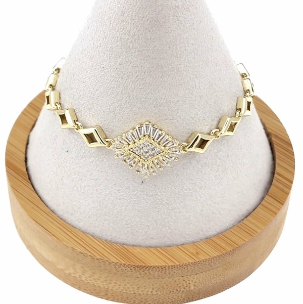 4339 Bransoletka złota elegancka cyrkonie 19cm pozłacana 14k Aisadi