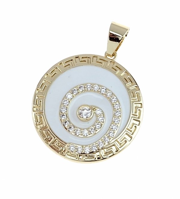 4358 Złota zawieszka błyszcząca pozłacana 14k cyrkonie