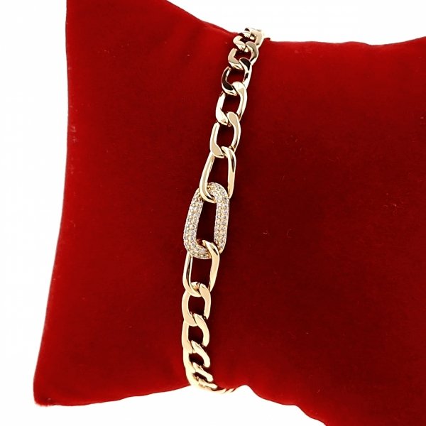 4116 Bransoletka złota cyrkonie pozłacana 20cm 18k Xuping 