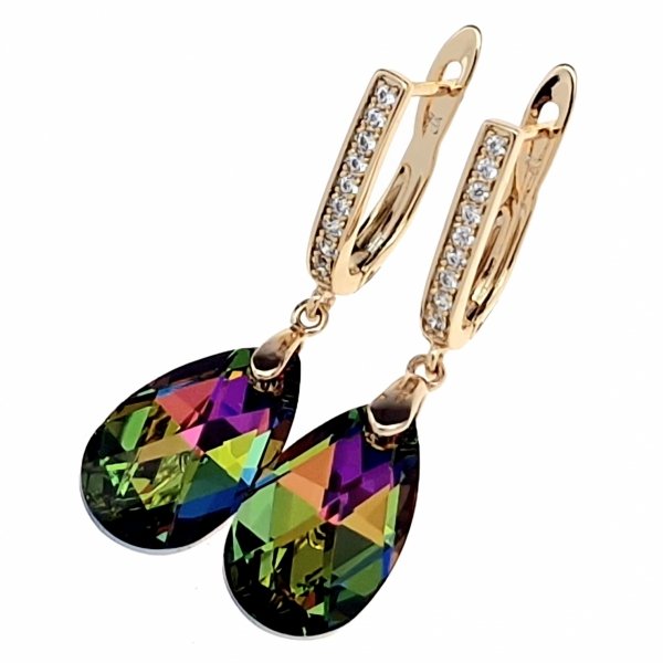 3834 Kolczyki złote Austrian Crystal cyrkonia pozłacane 18k Xuping wiszące
