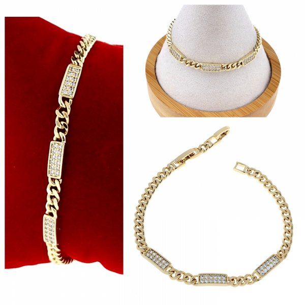 2623 Bransoletka elegancka cyrkonia złota 19cm pozłacana 14k Xuping