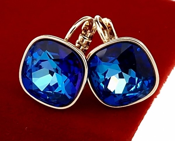 934 Kolczyki złote Austrian Crystal cyrkonia pozłacane 18k Xuping wiszące 