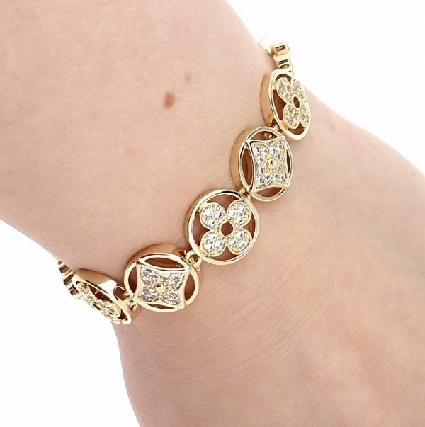 3056 Bransoletka złota elegancka 19cm cyrkonie pozłacana 14k Viki Lady
