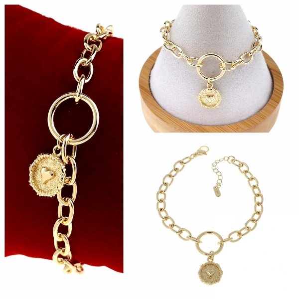 4223 Bransoletka elegancka złota 17+3cm pozłacana 14k