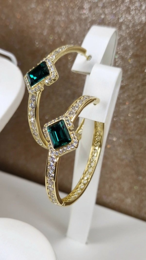 4680 Kolczyki złote pozłacane Austrian Crystal wiszące 14K cyrkonie Xuping 