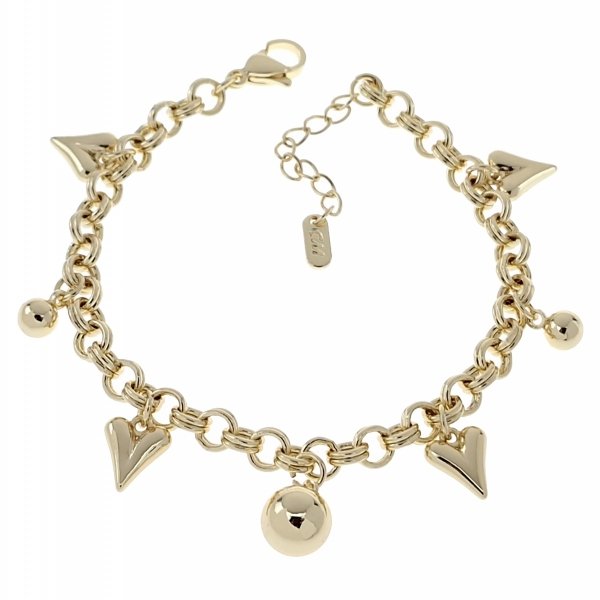 4244 Bransoletka elegancka złota 17+3cm pozłacana 14k cyrkonie serce