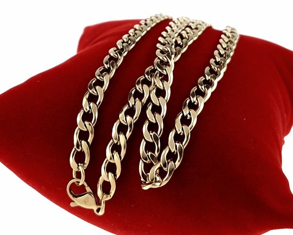 1281 Złoty łańcuszek 50cm stal chirurgiczna 316L nierdzewna 