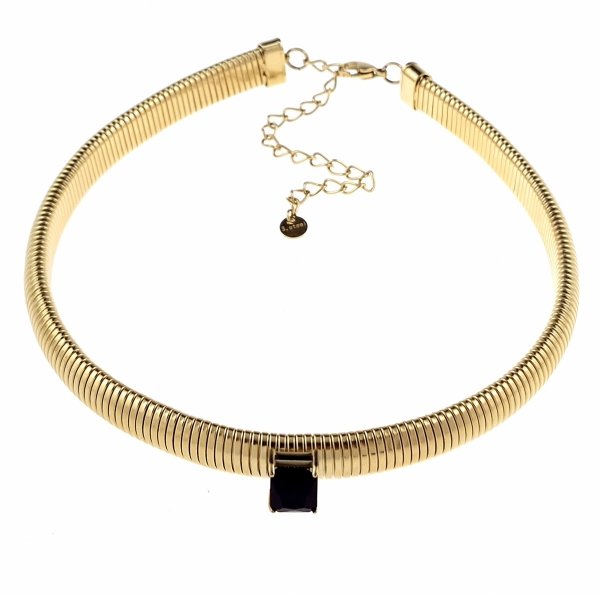 2856 Złoty łańcuszek naszyjnik 33+8 stal chirurgiczna 316L Viki lady choker