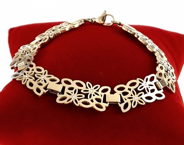 @@@  Piękna Bransoletka złota 18cm stal chirurgiczna 316L  ażurowa 
