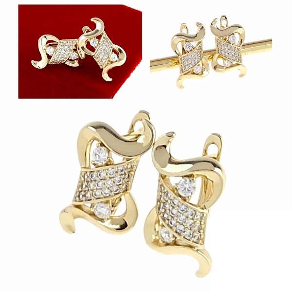 4306 Kolczyki złote pozłacane cyrkonie wiszące 14K Xuping 