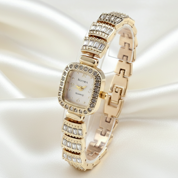 2256 Ekskluzywny damski złoty zegarek Kurren klasyk cyrkonie