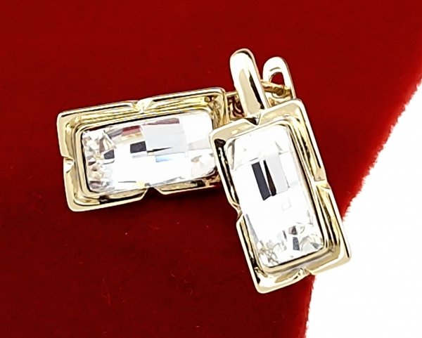356 Kolczyki złote pozłacane cyrkonie wiszące 14K Xuping 