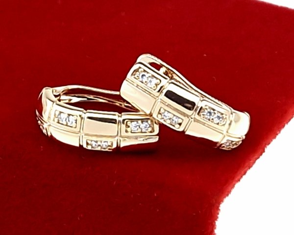 2814 Złote kolczyki pozłacane cyrkonie 18k Xuping wiszące 