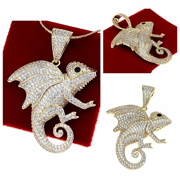 4738 Złota zawieszka cyrkonie błyszcząca pozłacana 14k Xuping kameleon