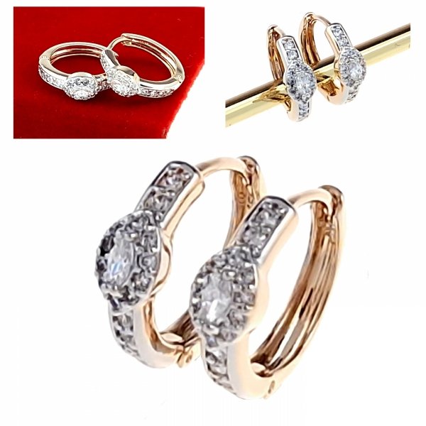 063 Kolczyki złote cyrkonia pozłacane 18k Xuping wiszące