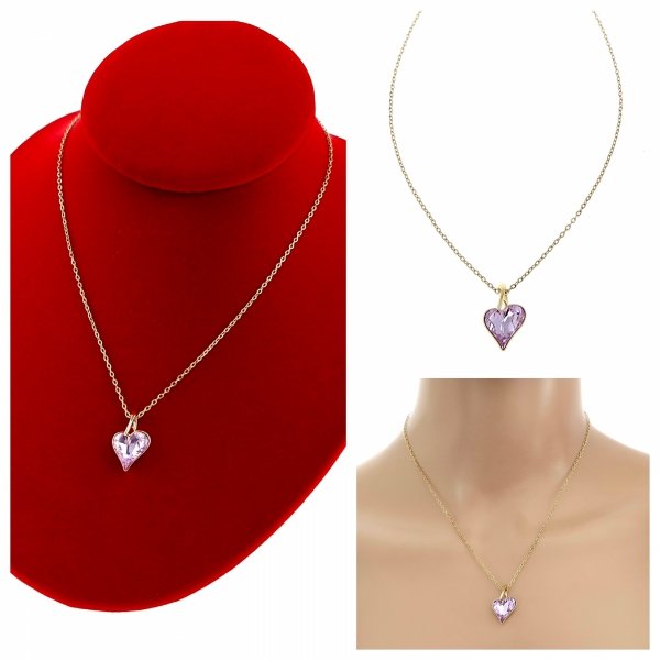 950 Złoty łańcuszek Austrian Crystal 41+5 naszyjnik pozłacany 14K Xuping serce