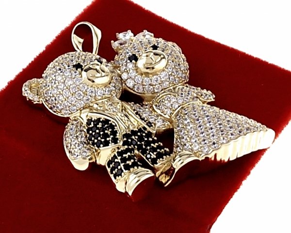 3878 Złota zawieszka cyrkonie błyszcząca pozłacana 14k Xuping miś misie