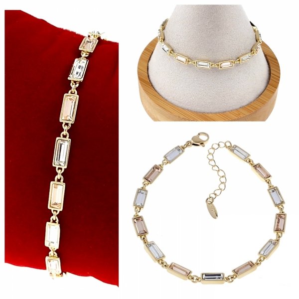 004 Bransoletka elegancka złota 17+3cm pozłacana 14k Xuping Austrian Crystal