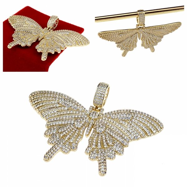 2453a Złota zawieszka cyrkonie błyszcząca pozłacana 14k Xuping motyl