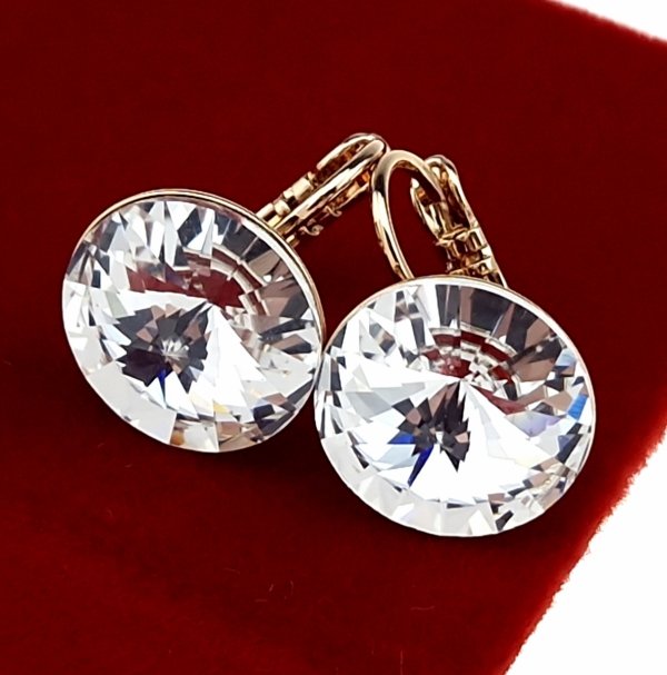 1042 Kolczyki złote pozłacane 18k wiszące Austrian Crystal