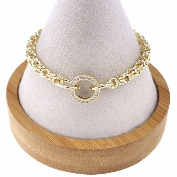 2549 Bransoletka elegancka złota 17+3cm pozłacana 14k cyrkonie
