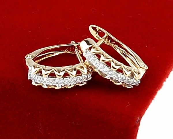 303 Złote kolczyki cyrkonie pozłacane 18k Xuping wiszące 