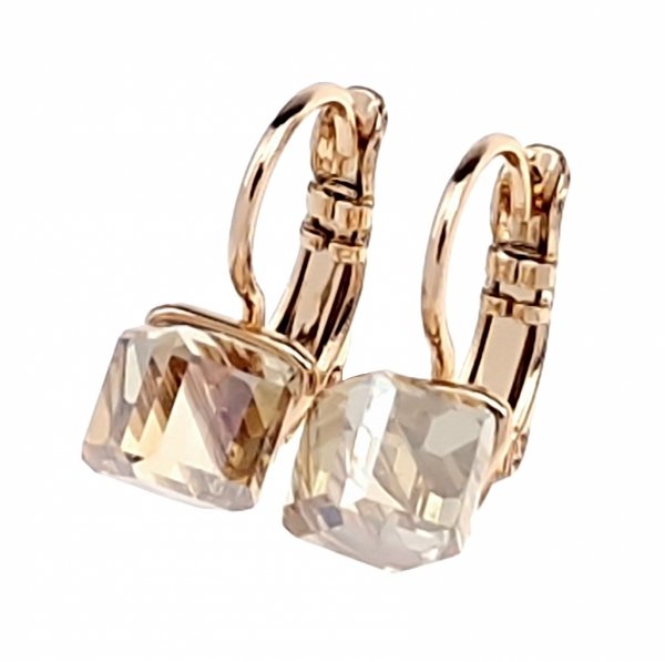 1731 Kolczyki złote Austrian Crystal cyrkonia pozłacane 18k Xuping wiszące