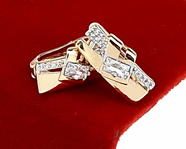 4511 Kolczyki złote cyrkonia pozłacane 18k Xuping wiszące