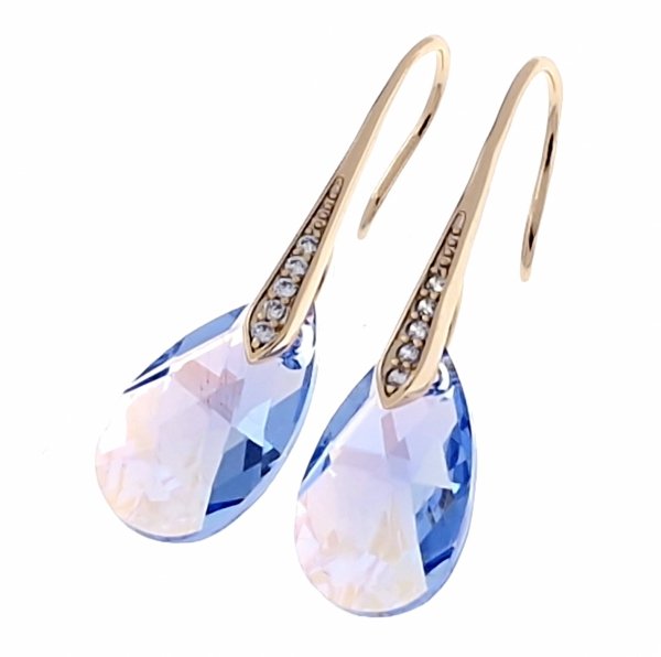 2453a Kolczyki złote Austrian Crystal cyrkonia pozłacane 18k Xuping wiszące